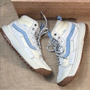 Vans Cream and Blue High-Top Sneakers MTE